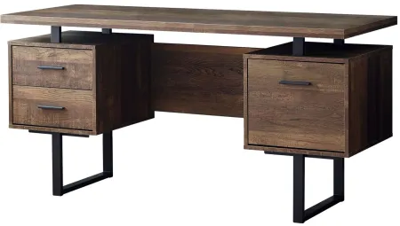 Computer Desk - 60"L / Brown Reclaimed Wood / Black Metal