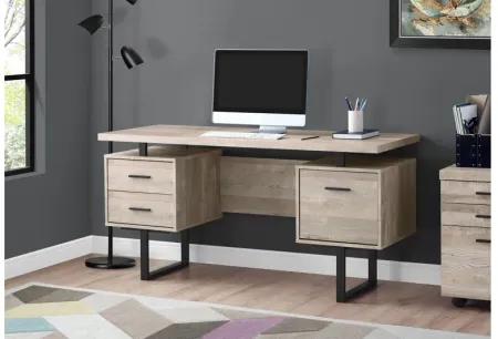 Computer Desk - 60"L / Taupe Reclaimed Wood / Black Metal