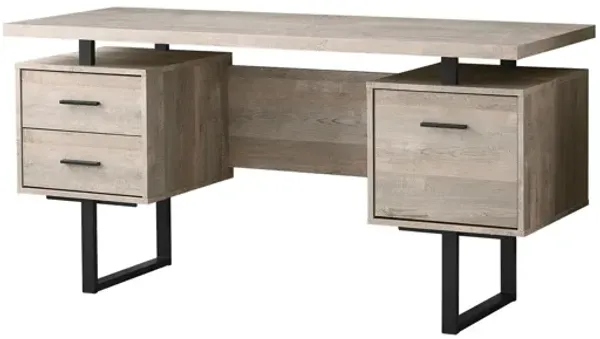 Computer Desk - 60"L / Taupe Reclaimed Wood / Black Metal
