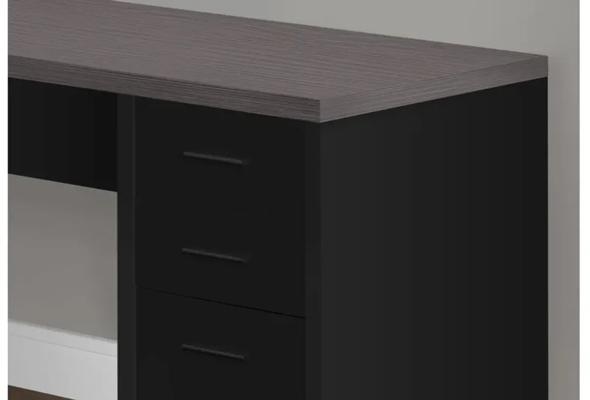 Black & Grey Corner Desk with Tempered Glass