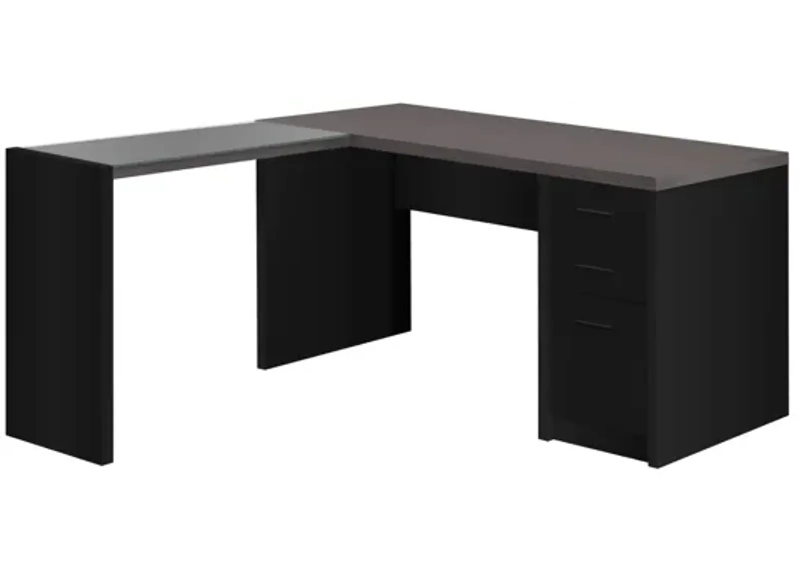 Black & Grey Corner Desk with Tempered Glass