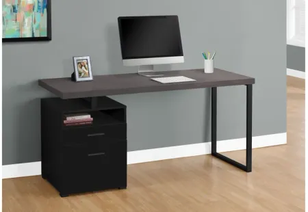 Computer Desk - 60"L / Black / Grey Top / Black Metal