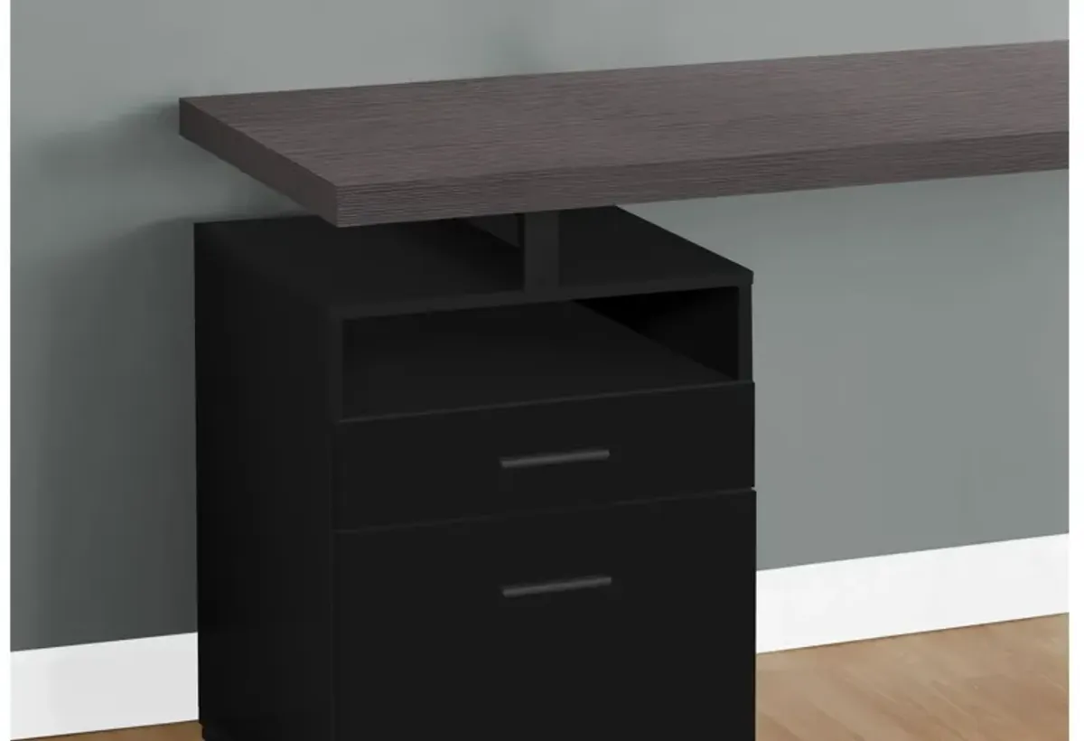 Computer Desk - 60"L / Black / Grey Top / Black Metal