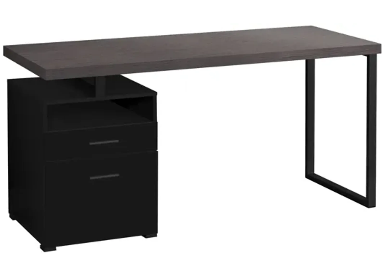 Computer Desk - 60"L / Black / Grey Top / Black Metal