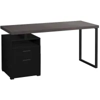 Computer Desk - 60"L / Black / Grey Top / Black Metal