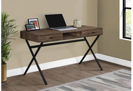 Brown Reclaimed Wood 48" Computer Desk with Drawers