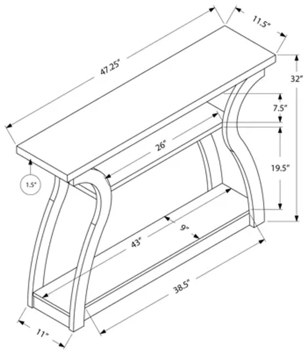 Accent Table - 47"L / White Hall Console