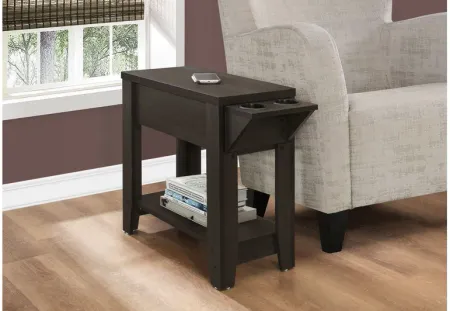 Espresso Accent Table with Cupholders