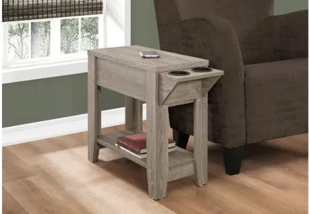 Taupe Accent Table with Cupholders