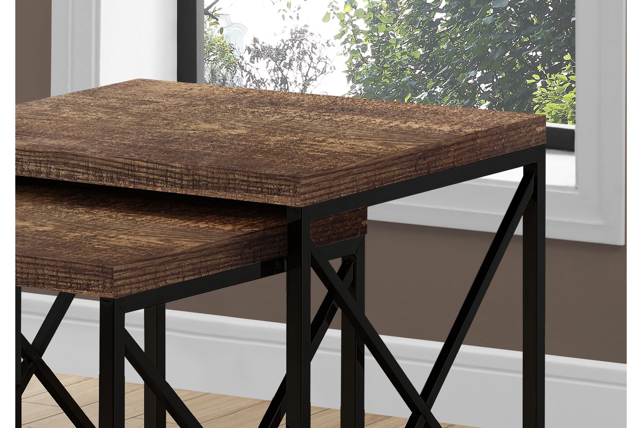 Brown Reclaimed Wood Nesting Tables