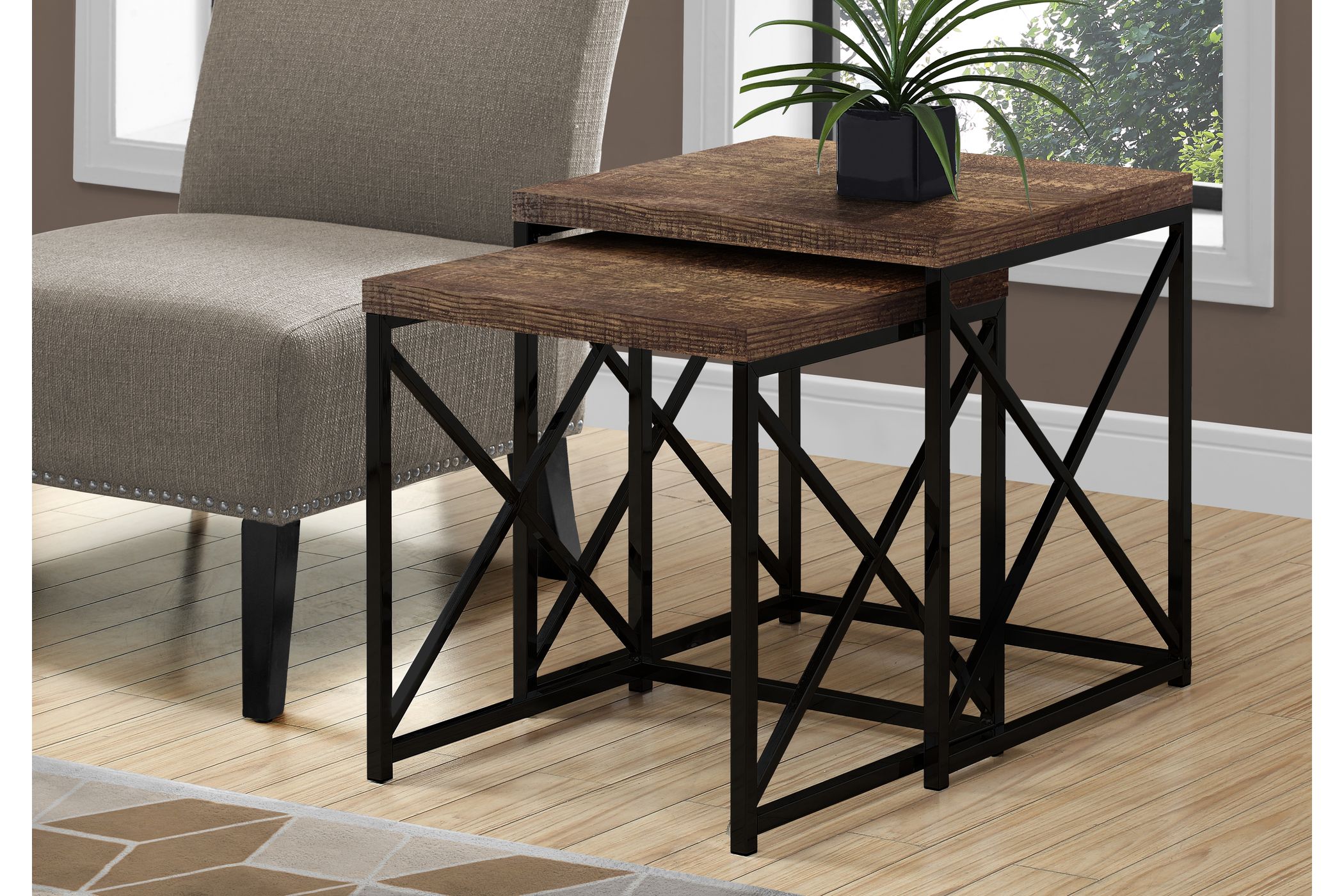Brown Reclaimed Wood Nesting Tables