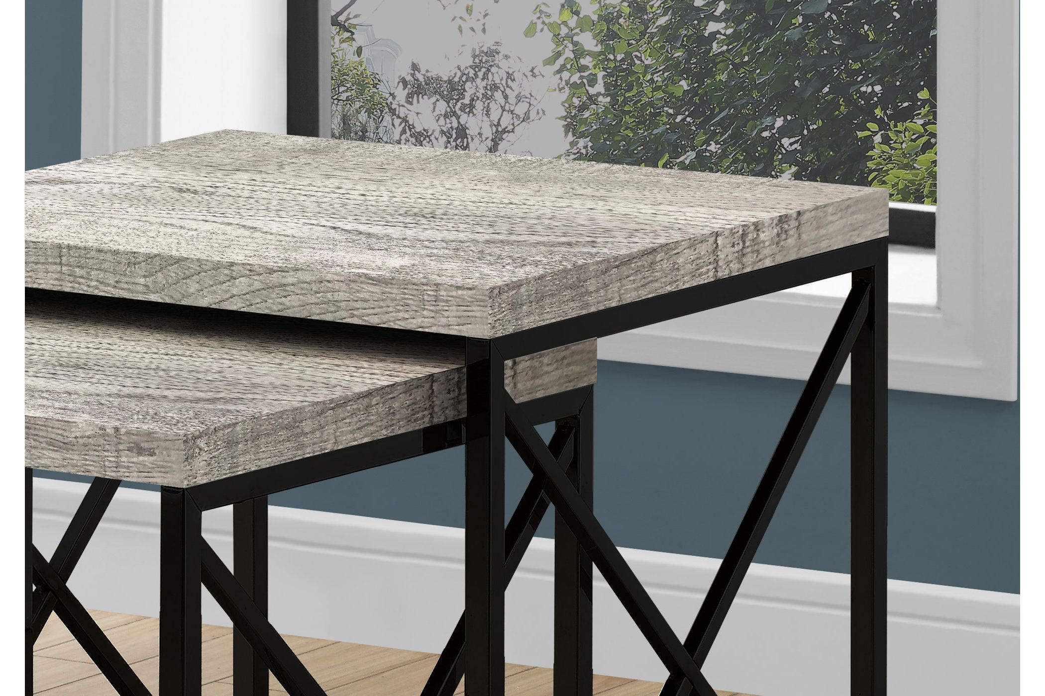 Grey Reclaimed Wood Nesting Tables