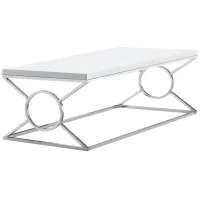 Coffee Table - Glossy White With Chrome Metal