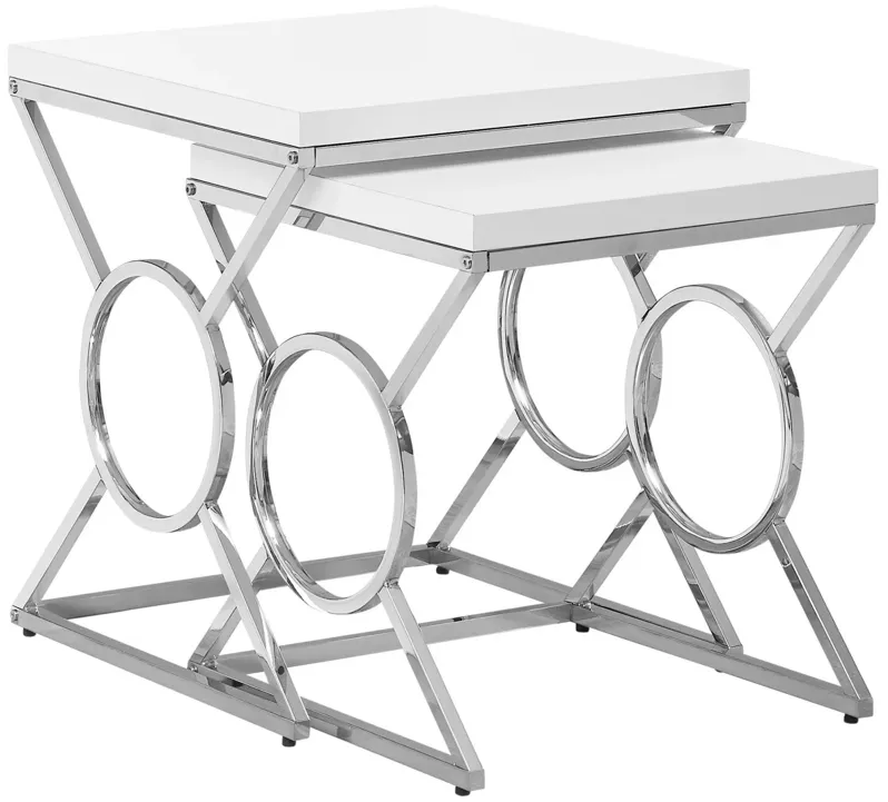 White & Chrome Set of Nesting Tables