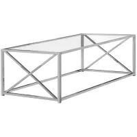 Chrome Metal Coffee Table with Tempered Glass