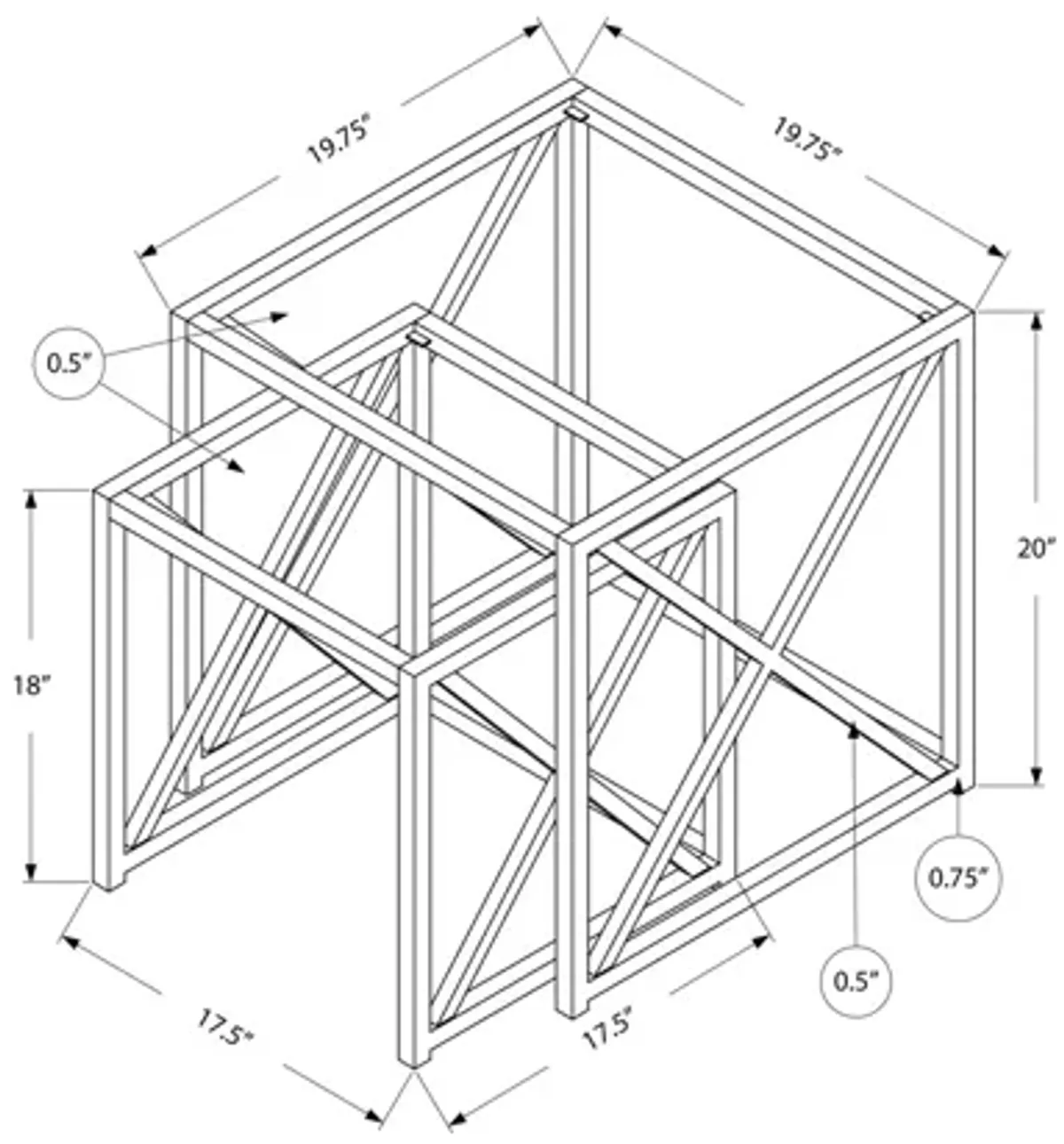 Nesting Table - 2Pcs Set / Chrome Metal W/ Tempered Glass