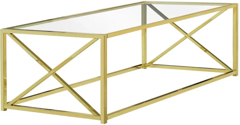 Gold Metal Coffee Table with Tempered Glass