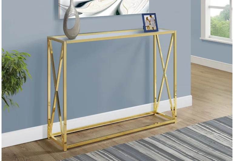 Gold Metal Accent Table with Tempered Glass