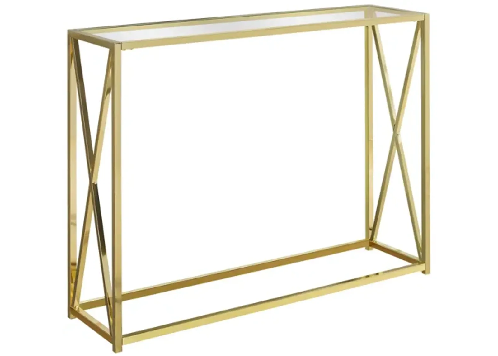 Gold Metal Accent Table with Tempered Glass