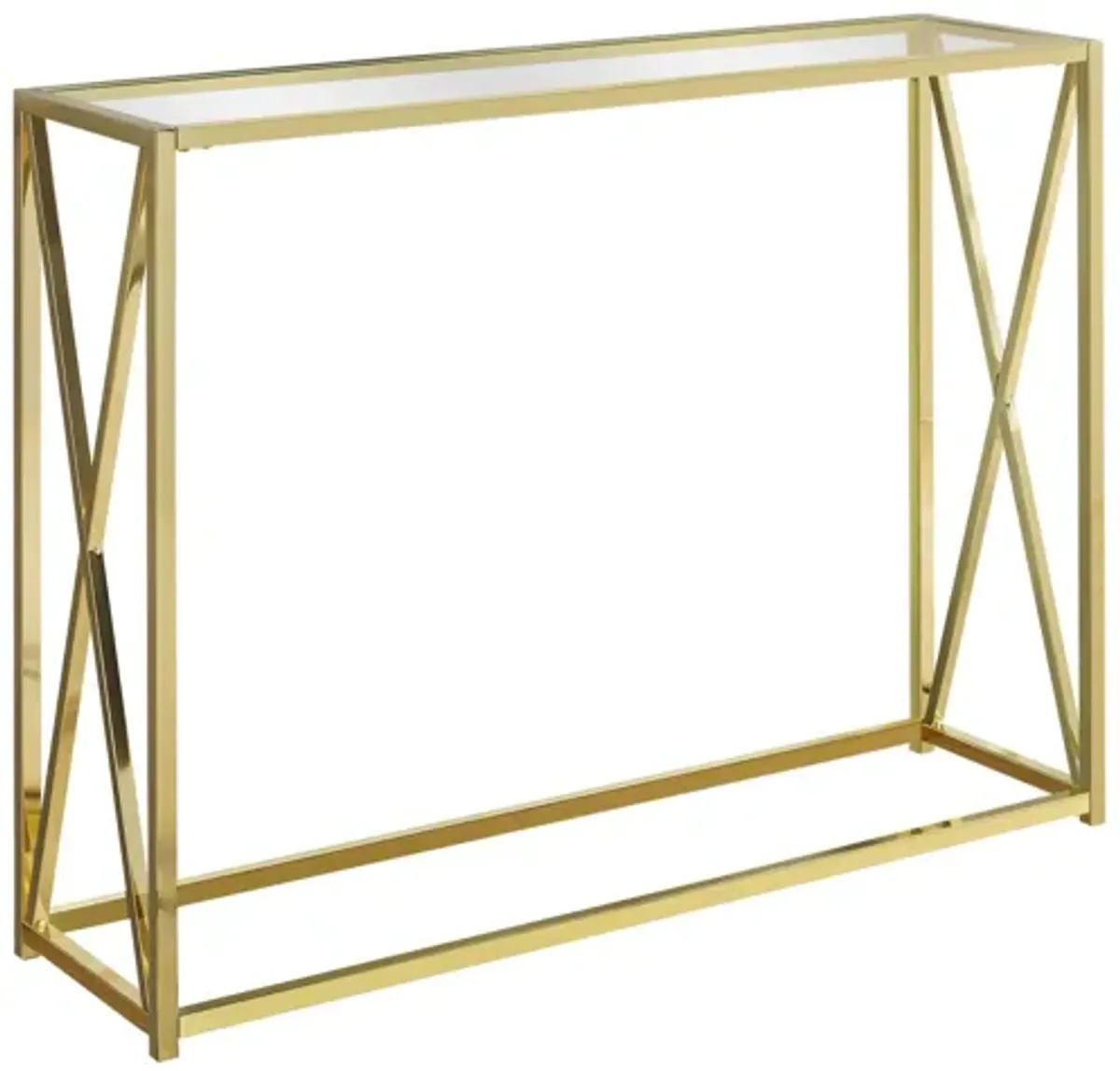 Gold Metal Accent Table with Tempered Glass