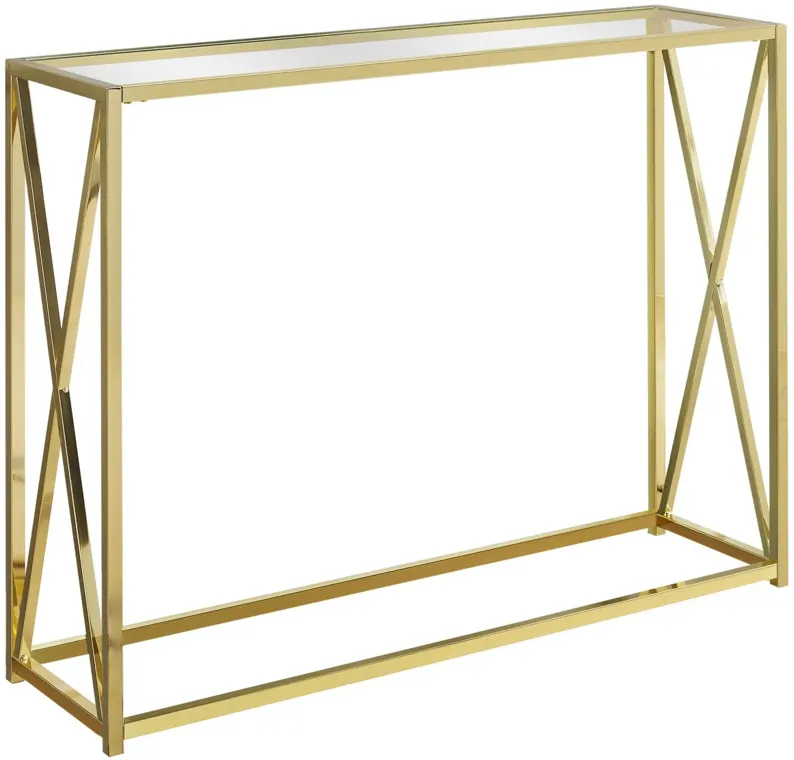 Gold Metal Accent Table with Tempered Glass