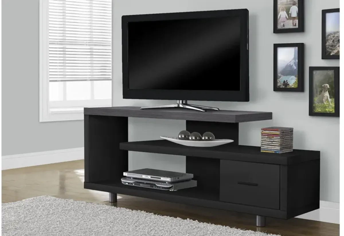 Black & Grey 1-Drawer TV Stand