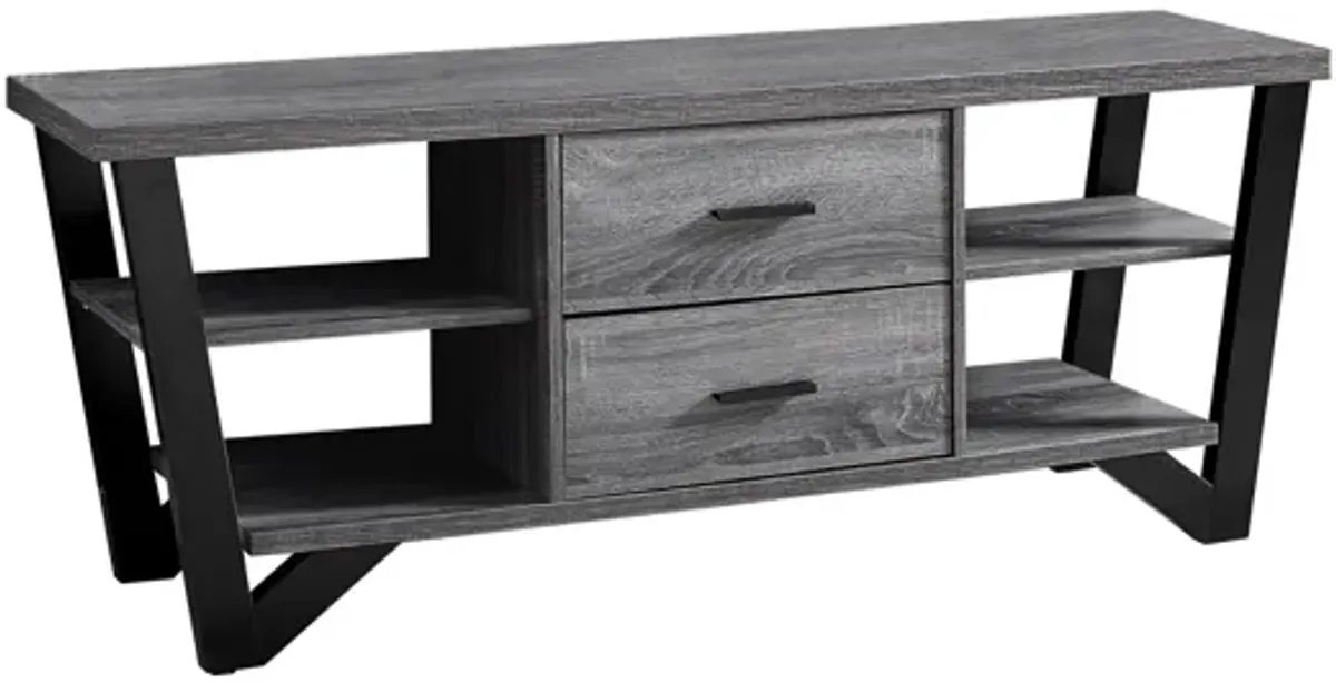 Grey & Black 2-Drawer TV Stand