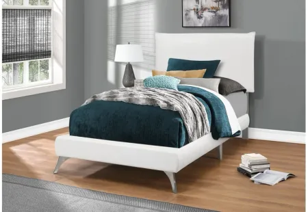 White Faux Leather Twin Bed with Chrome Legs