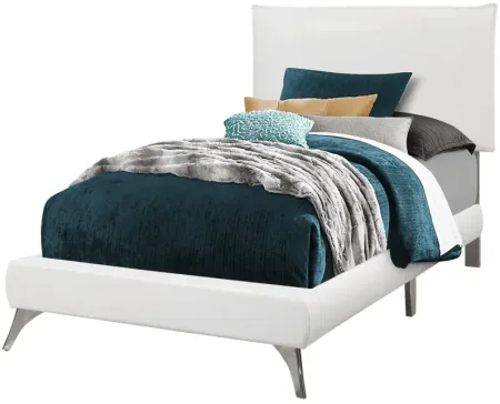 White Faux Leather Twin Bed with Chrome Legs