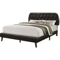 Brown Faux Leather Tufted Queen Bed