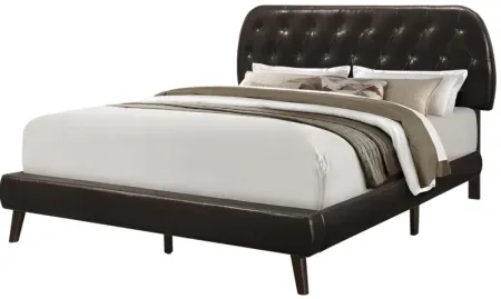 Brown Faux Leather Tufted Queen Bed