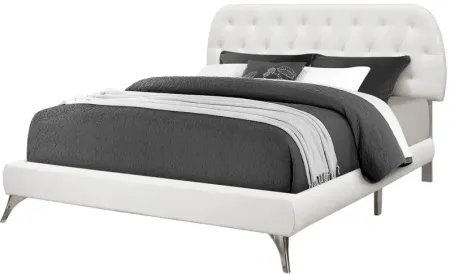 White Faux Leather Tufted Queen Bed