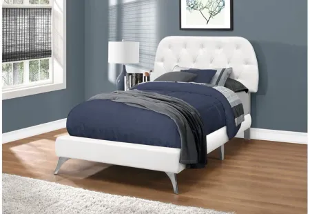White Faux Leather Tufted Twin Bed