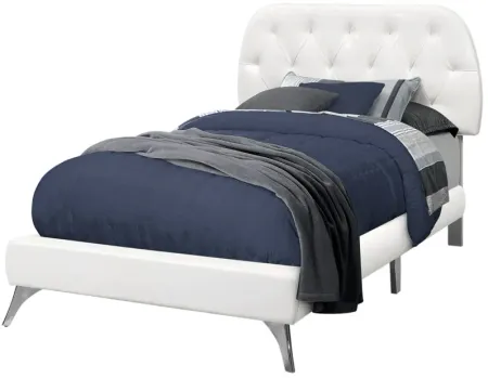 White Faux Leather Tufted Twin Bed