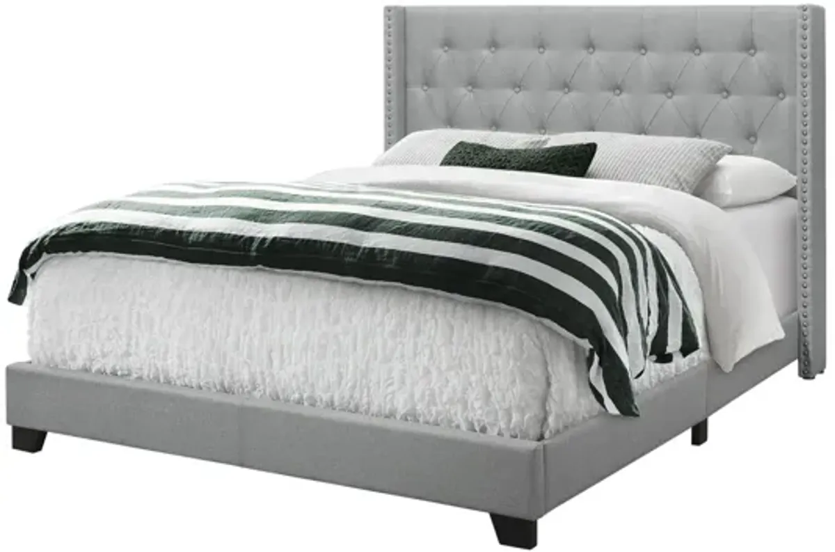 Grey Linen Queen Bed