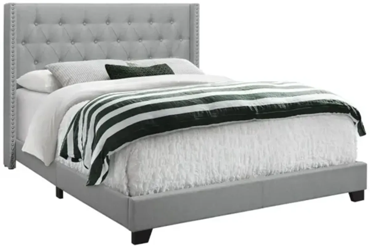 Grey Linen Queen Bed