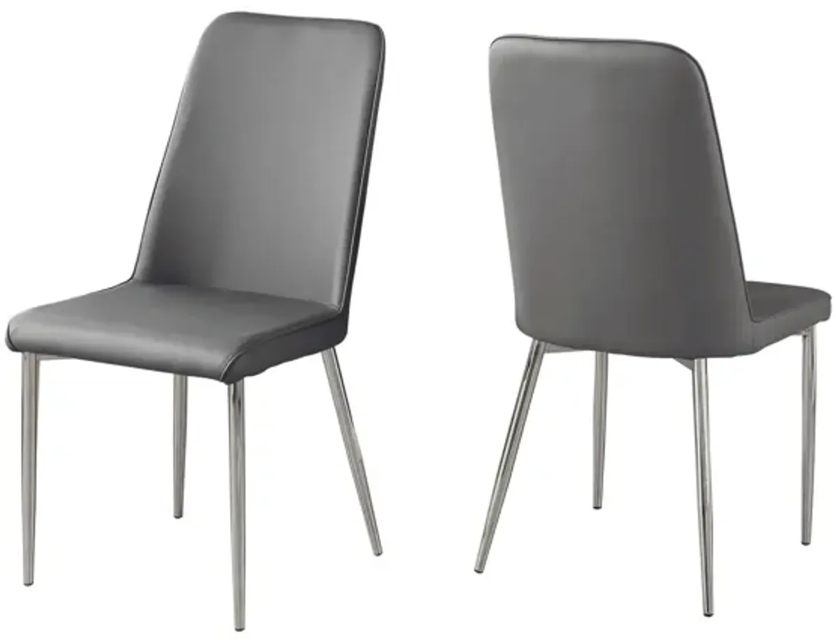 Grey Faux Leather Dining Chair - Set of 2