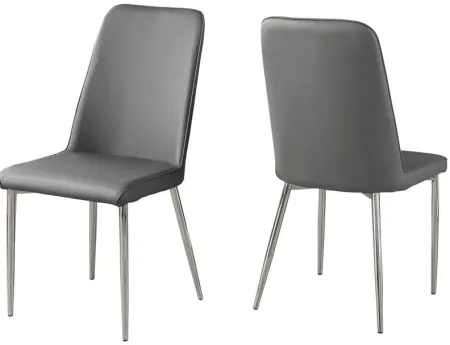 Grey Faux Leather Dining Chair - Set of 2