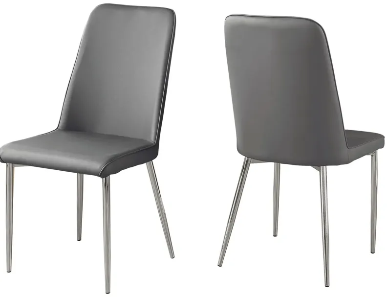 Grey Faux Leather Dining Chair - Set of 2