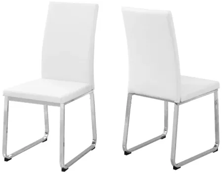 Dining Chair - 2Pcs / 38"H / White Leather-Look / Chrome