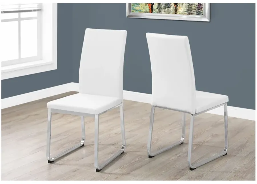 Dining Chair - 2Pcs / 38"H / White Leather-Look / Chrome