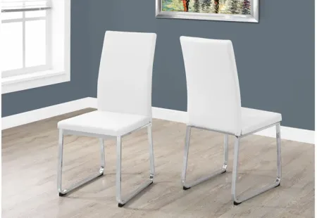Dining Chair - 2Pcs / 38"H / White Leather-Look / Chrome