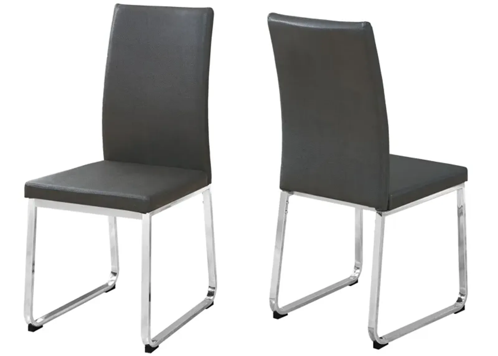 Dining Chair - 2Pcs / 38"H / Grey Leather-Look / Chrome