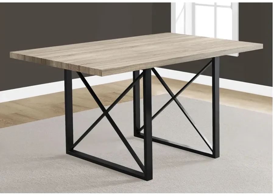 Dining Table - 36"X 60" / Dark Taupe / Black Metal