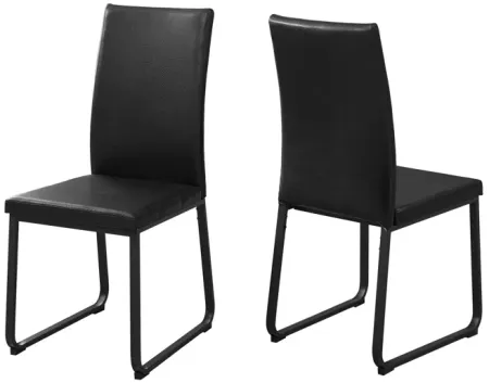 Dining Chair - 2Pcs / 38"H / Black Leather-Look / Black