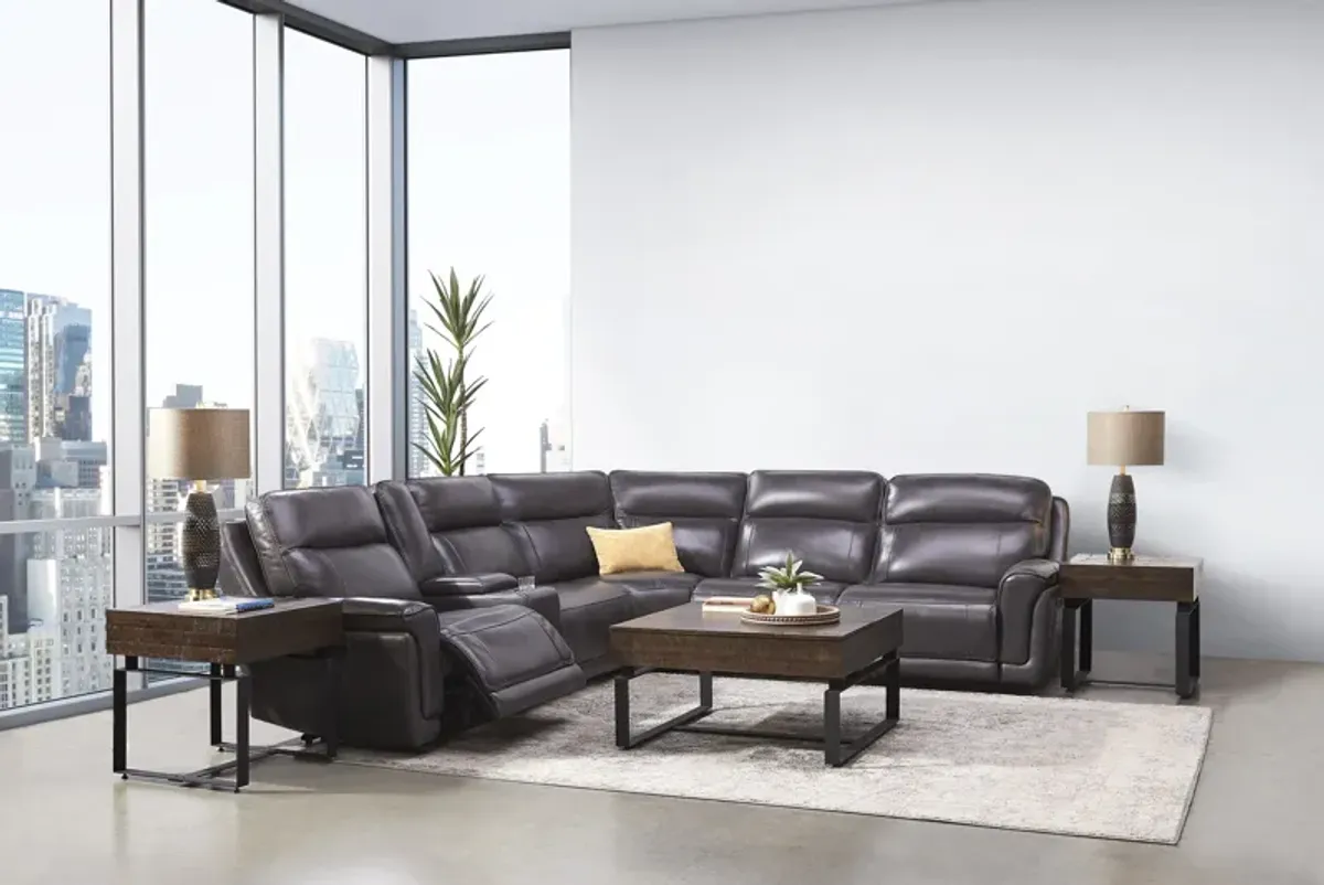 Harrison 7-Piece Leather Dual Power Reclining Sectional with 3 Recliners