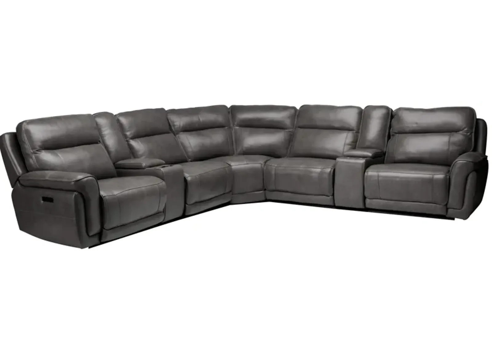 Harrison 7-Piece Leather Dual Power Reclining Sectional with 3 Recliners