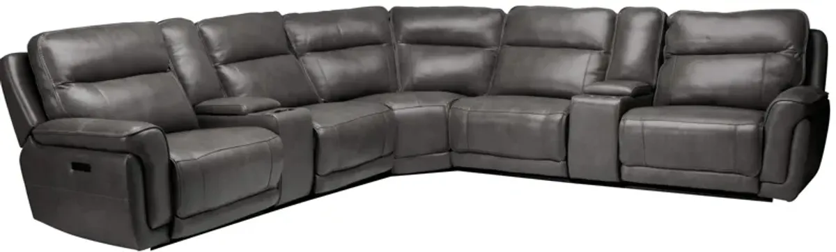 Harrison 7-Piece Leather Dual Power Reclining Sectional with 3 Recliners