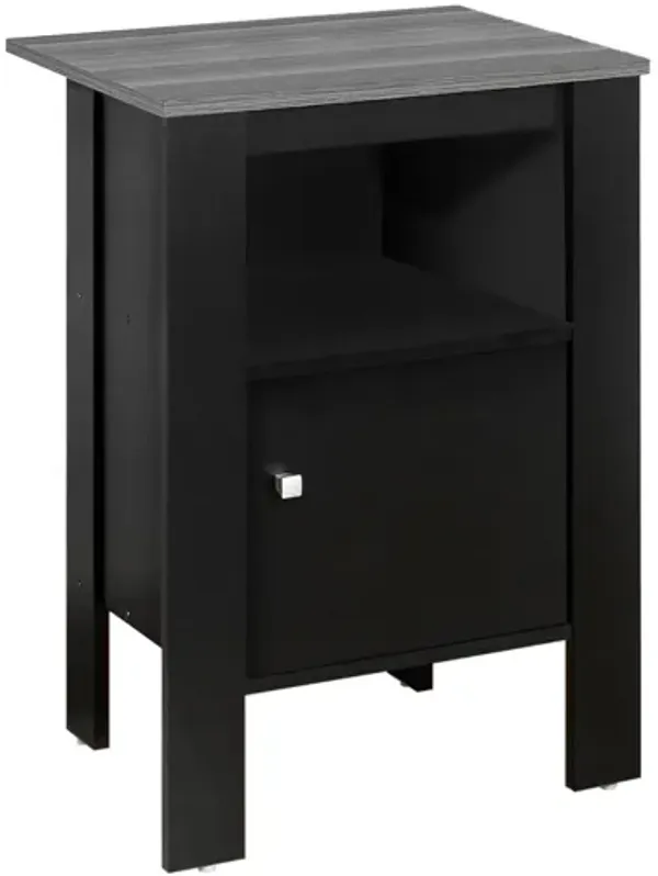Black & Grey Nightstand with Storage