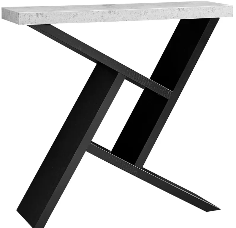 Accent Table - 36"L / Black / Cement-Look Hall Console